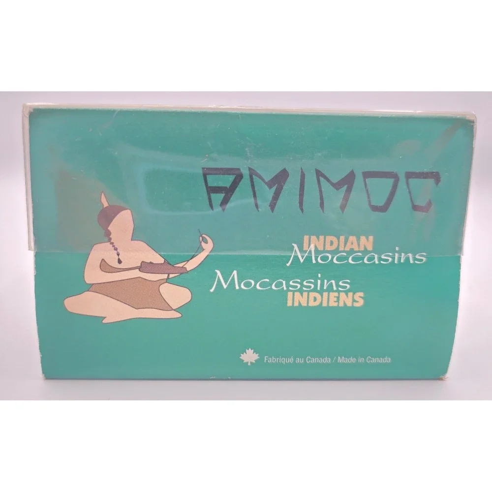 Vintage Animoc Indian‎ Moccasins Baby Suede Booties Size 4 Tan Fringe with Box